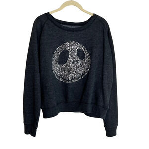 Disney Jack Skellington Womens Sweatshirt Size Large Gray Studded Skull